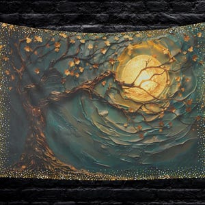 Moonlit Tree of Life Altar Cloth 36x26 inch Tarot Cloth, Altar Decoration or Custom Wall Tapestry, Occult Decor Gift, Witchy Gifts