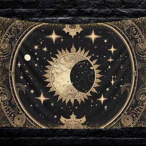 Sun and Moon Altar Cloth 36x26 inch Tarot Cloth, Altar Decoration or Custom Wall Tapestry, Occult Decor Gift, Witchy Gifts