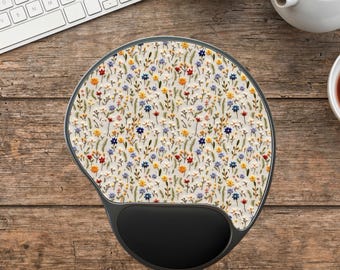 Wildblumen Handgelenk Rest Maus Pad, Cottagecore Tastatur Handgelenk Rest, Benutzerdefinierte Ergonomische Maus Pad, Nettes Schreibtisch Zubehör, Gedruckt Design