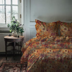 Bohemian Floral Comforter - Cozy Home Decor Bedspread for Fall, King & Queen Sizes, Vintage Cottagecore Decor Gift for Her, Printed Design