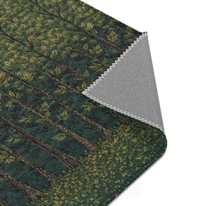 Forest Area Rug, Botanical Home Decor, Woodland Rug for Living Room or Bedroom, Faux Embroidery Printed Design, Low Pile, 3 Sizes image 11