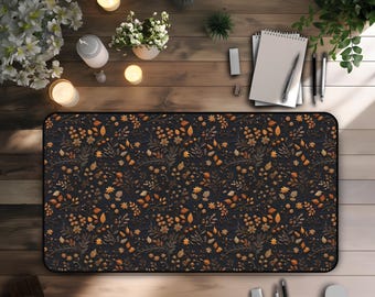Schreibtischmatte mit Herbstblumen, ästhetik, Cottagecore Mauspad Schreibtischdeko, Boho PC Zubehör, 3 Größen, Gedrucktes Design