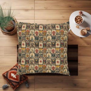 Cuscino da pavimento o da meditazione con tarocchi stregoneschi, seduta da pavimento Whimsigoth, simpatica idea regalo per inaugurazione della casa, 2 misure, design stampato