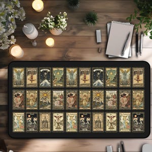 Alfombrilla de escritorio con cartas del tarot, bonita alfombrilla de escritorio estética, alfombrilla de ratón personalizada, decoración de escritorio, accesorios de PC de brujas, 3 tamaños, decoración de Whimsigoth, regalos de brujas