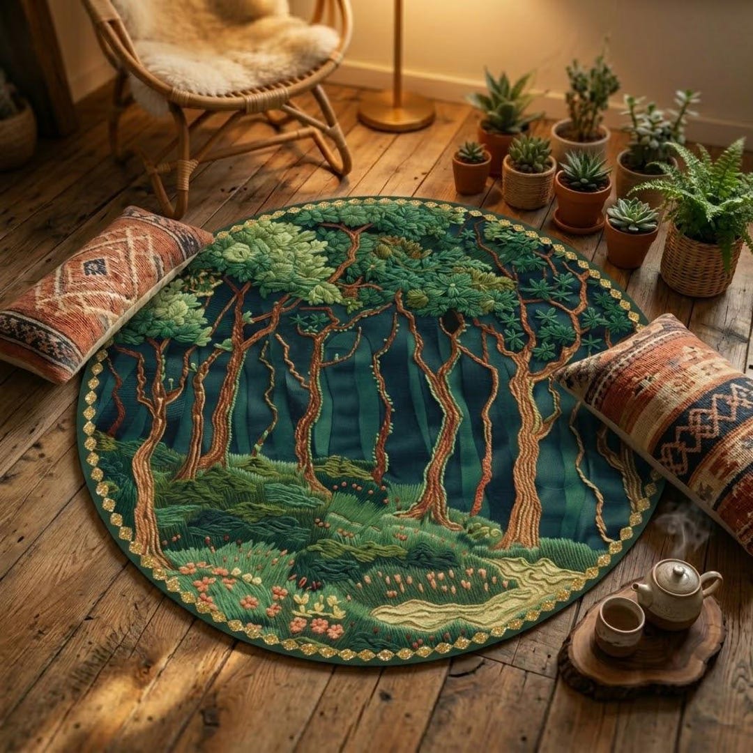 Small Round Forest Rug Forest Rug, Round Rugs for Living Room, Rugs for Bedroom, Custom Rugs ...