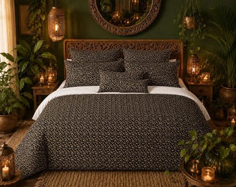 Dark Cottagecore  Duvet Cover & Pillow Covers, 100% Cotton Floral Bedding, Twin, Queen and King Sizes