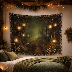 Mantel de altar de bosque mágico, decoración de altar de tarot o tapiz de pared personalizado, regalo de decoración ocultista de brujas, 3 tamaños