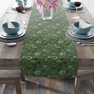 Floral Table Runner - Rustic Home Decor, Cottagecore Dining Table, Spring Table Setting, 16&quot;x72&quot;, Cotton or Polyester, Printed Design