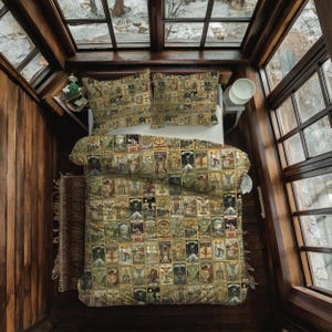 Vintage Tarot Comforter & Pillow Covers, Witchy Comforter set, Queen/King sizes, Witchy Decor Bedding Set, 100% Cotton or Polyester