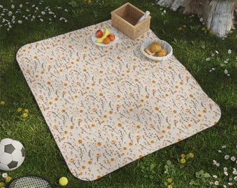 Wildflowers Picnic Blanket, Water-resistant Beach Blanket/Outdoor Blanket/Camping Blanket, Carrying strap incl. 61x51” Printed Design