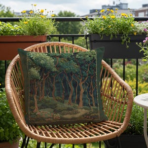 Forest Outdoor Pillows, Botanical Garden Decor, Water-resistant, UV-resistant, Cute Patio Decorative Cushions, 3 Sizes, Printed Design