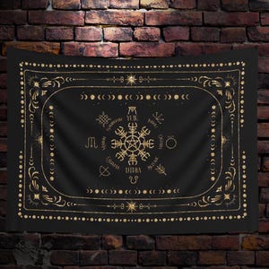 Altar Cloth featuring Pagan Wheel of the Year 36x26inch Tarot Cloth/Altar Decoration or Custom Wall Tapestry, Occult Decor Gift/Witchy Gifts