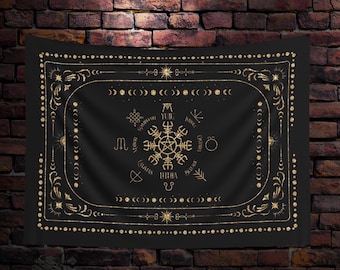 Altar Cloth featuring Pagan Wheel of the Year 36x26inch Tarot Cloth/Altar Decoration or Custom Wall Tapestry, Occult Decor Gift/Witchy Gifts