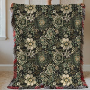 Floral Tapestry Woven Blanket, 100% Cotton Jacquard Cozy Home Decor, Vintage-Style Throw, Perfect for Gifts, Living Room or Bedroom, 3 Sizes