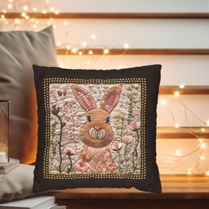 Bunny Pillow Cover, 4 sizes, Animal-friendly Faux Suede Decorative Cushion Cover, Aesthetic Room Decor, Easter Gift Idea, Printed Design