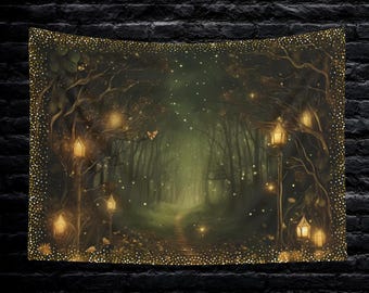 Magical Forest Altar Cloth 36x26 inch Tarot Cloth Altar Decoration or Custom Wall Tapestry, Occult Decor Gift, Witchy Gifts