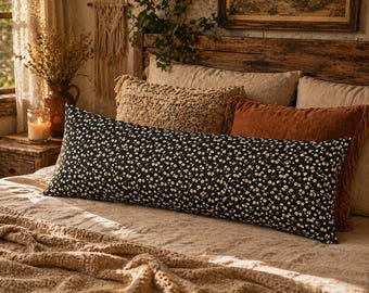 Lichaamskussen bloemen, extra lang kussen lendensteun, Dakimakura-knuffelkussen donker Cottagecore, 54 x 20 inch, bedrukt ontwerp