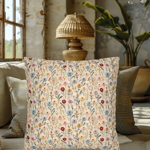 Taie d&#39;oreiller florale, Taie d&#39;oreiller imitation daim respectueuse des animaux, Housse de coussin décorative, 3 tailles, Cadeau de pendaison de crémaillère, Motif imprimé