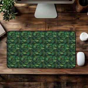 Leaf Mosaic Desk Mat Aesthetic, Botanical Cubicle Decor, Leafy Green Mouse Pad, 3 Sizes, Printed Design, Perfect Gift for Garden Lovers