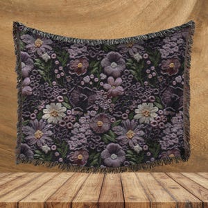 Floral Woven Blanket, Cozy Tapestry Throw Blanket or Wall Tapestry Hanging, Cottagecore Decor Picnic Blanket, Perfect Housewarming Gift