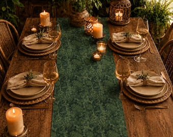 Floral Table Runner, Eco-Friendly Cotton or Polyester, Nature Table Decor, Faux Embroidery Printed Design 16x72" Holiday Hosting Decor