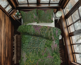 Wildflower Comforter, Botanical Floral Nature-Inspired Bedding, 100% Cotton or Polyester, Cottagecore Decor, Queen & King Sizes