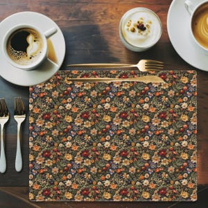 Floral Placemat, 100% Cotton Cozy Home Decor, Boho Kitchen Accessories Cottagecore Floral Table 18"x14" Printed Design, Gift for Hostess