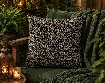 Floral Outdoor Pillows, Dark Cottagecore Throw Cushion, Water-resistant Patio Cushion, 4 Sizes