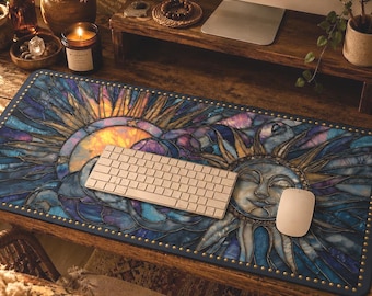 Celestial Desk Mat Aesthetic, Witchy Home Office Decor, Custom Mousepad Desk Decor, Cute Desk Accessories, 3 Sizes, Printed Design