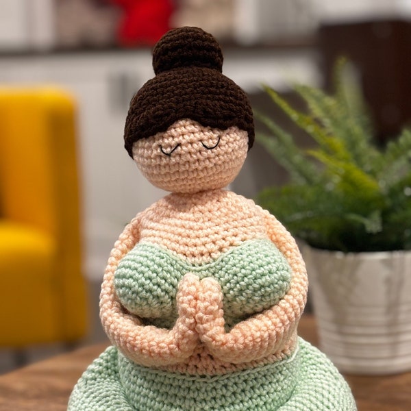 Meditating yogi girl crocheted doll