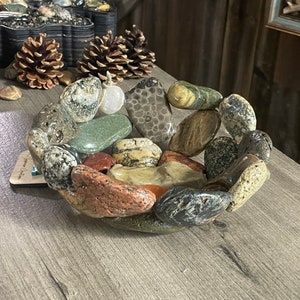 Great Lakes Rock Bowl with stones from Lakes Michigan, Huron, and Superior