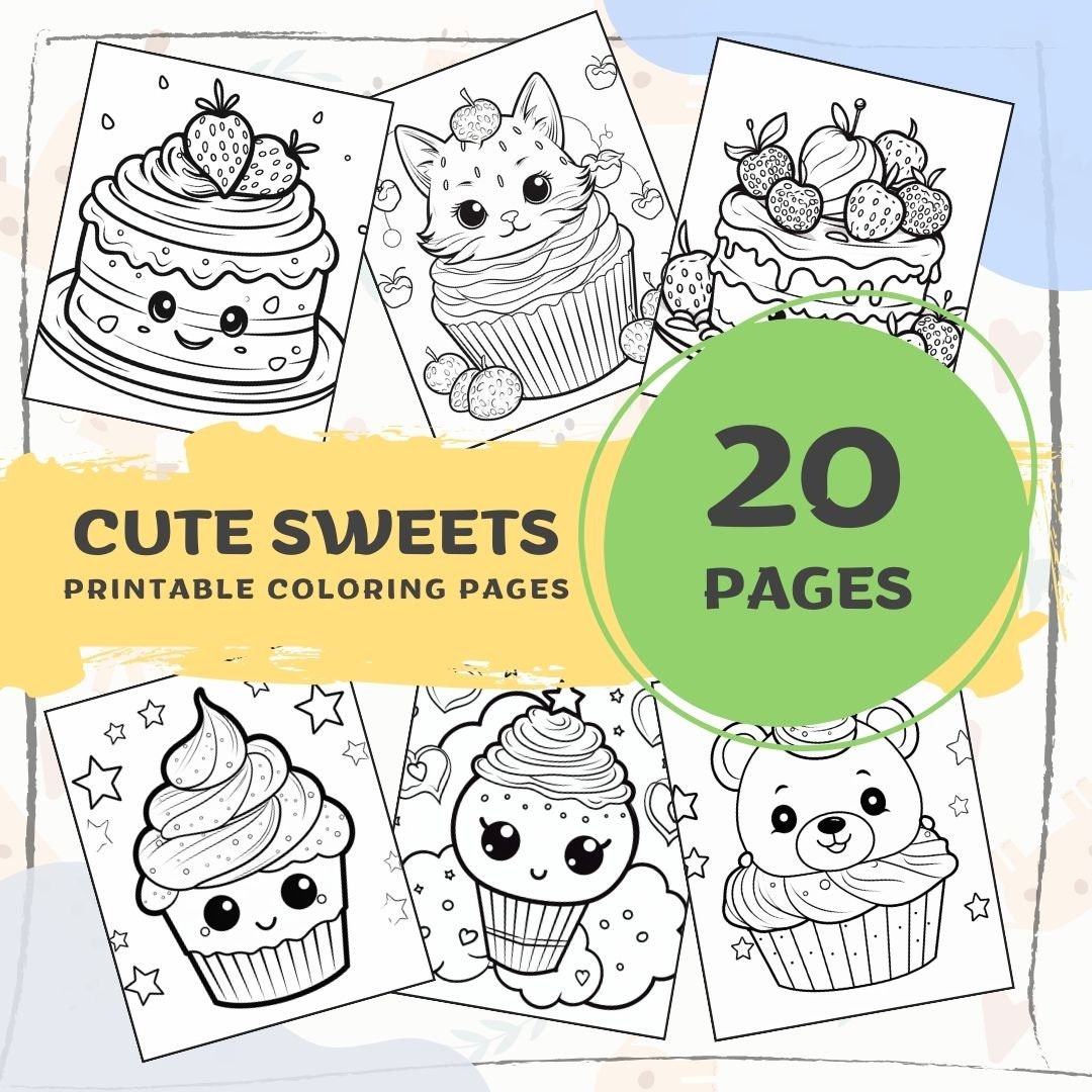 Kawaii Sweet Treats Coloring Pages for Kids Cute, Cuddly, and Creative ...