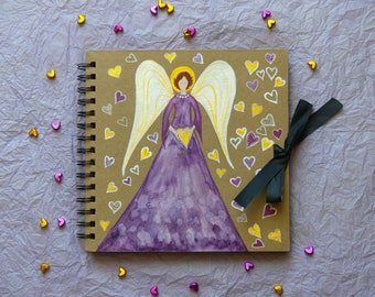 Peace on Earth Christmas Scrapbook Album Purple Angel, Holiday journal, Angel scrapbook, Gift for girls, Gift for family, Gift for a friend