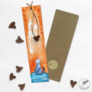 Marcador de gato gris lindo regalo de gato para el dueño del gato regalo amante del gato regalo pintado a mano marcador gato mamá regalo lindo gatito regalo para el regalo del amante del libro