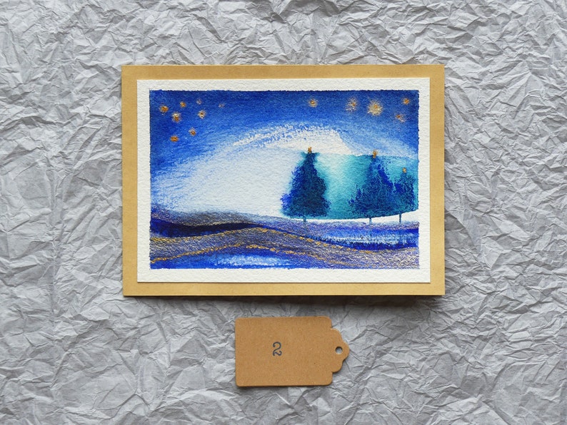 Silent Night Christmas Cards 6th Set, Christmas gift, gift for art lovers, festive greeting card image 4