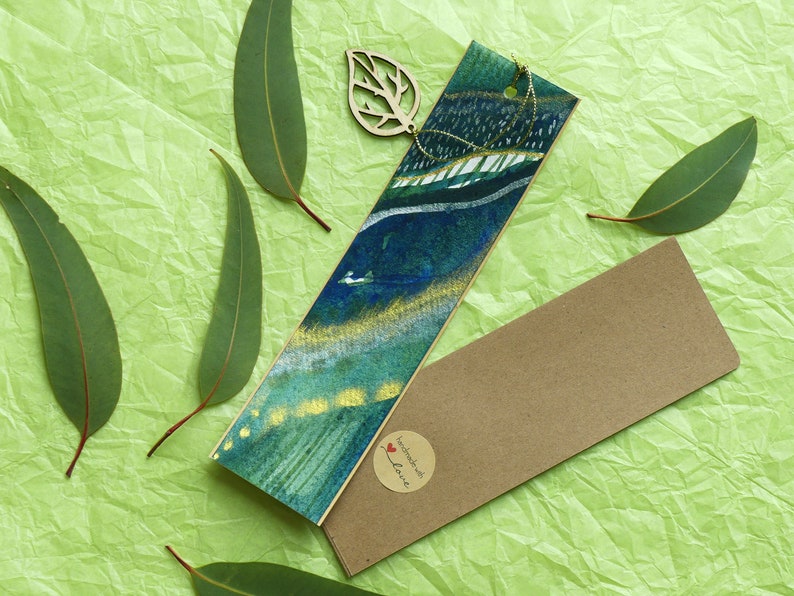 Abstract Green Forest Bookmark 2nd Set, gift for nature lovers, gift for book lovers, gift for reader, gift for teacher image 1