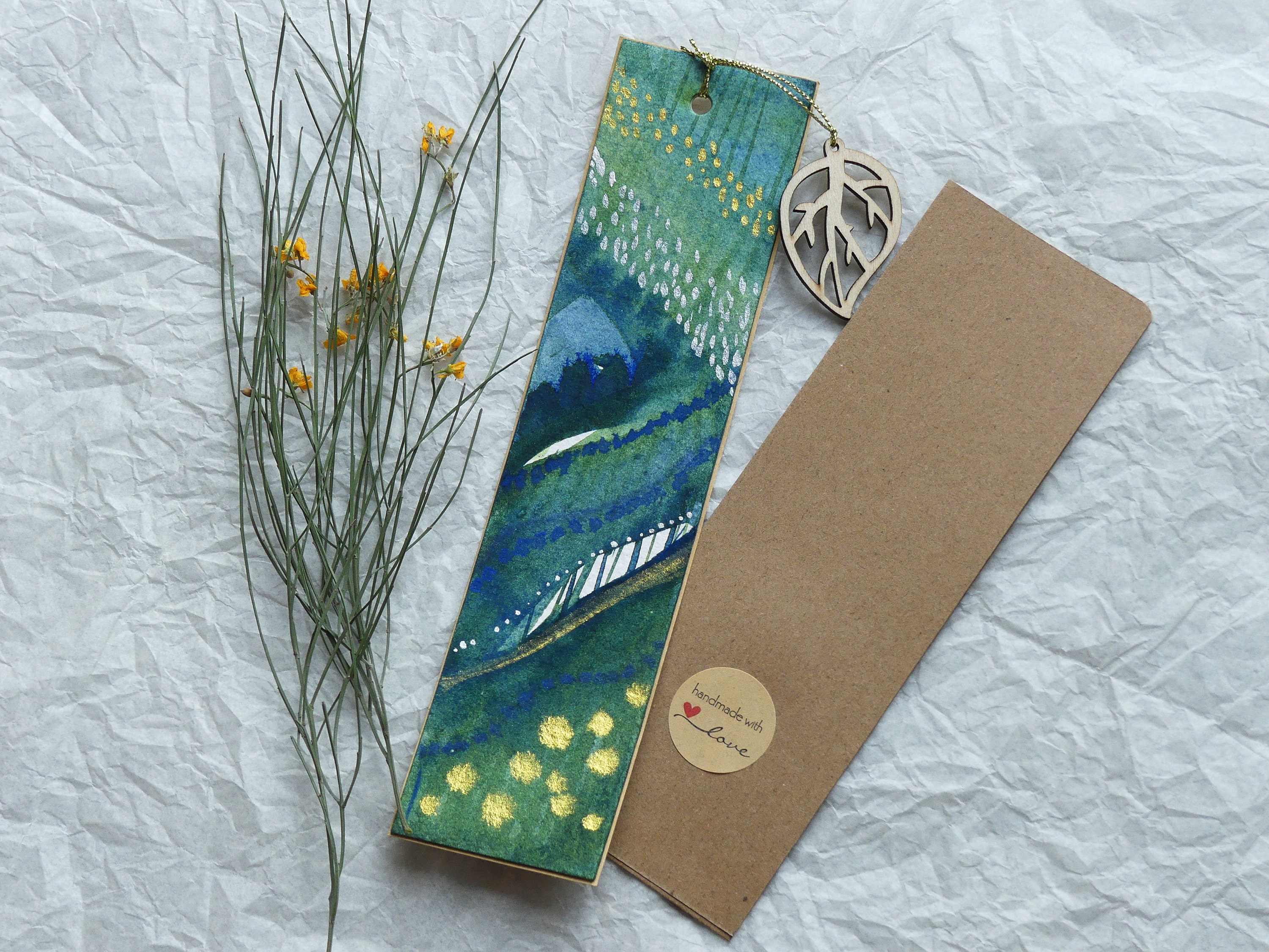 Abstract Green Forest Bookmark 1st Set, gift for nature lovers, gift for book lovers, gift for reader, gift for teacher