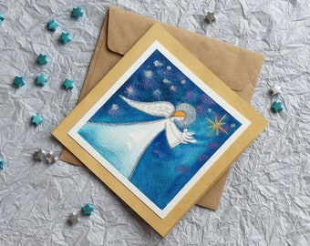 Peace On Earth Christmas Cards 3rd Set, Christmas gift, angel greeting card, gift for art lovers, festive greeting card