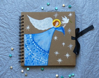 Peace on Earth Christmas Scrapbook Album Blue Angel, Holiday journal, Angel scrapbook, Gift for girls, Gift for family, Gift for a friend