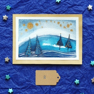 Silent Night Christmas Cards 5th Set, Christmas gift, gift for art lovers, festive greeting card image 4