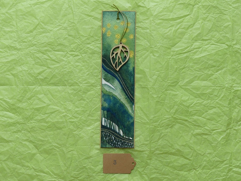 Abstract Green Forest Bookmark 2nd Set, gift for nature lovers, gift for book lovers, gift for reader, gift for teacher image 5