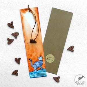 Marcador de gato gris lindo regalo de gato para el dueño del gato regalo amante del gato regalo pintado a mano marcador gato mamá regalo lindo gatito regalo para el regalo del amante del libro