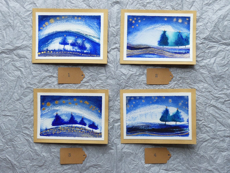 Silent Night Christmas Cards 6th Set, Christmas gift, gift for art lovers, festive greeting card image 2