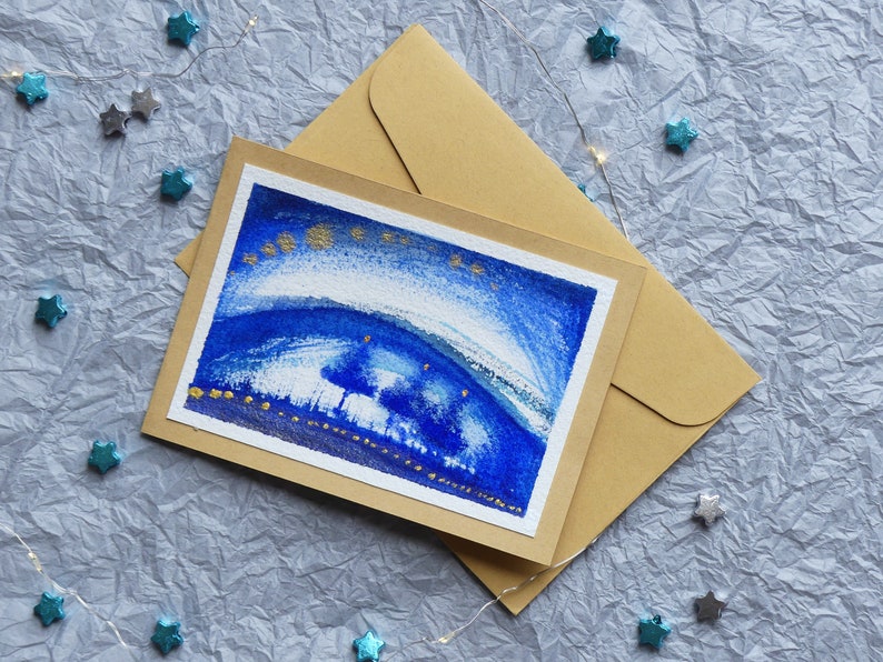 Silent Night Christmas Cards 6th Set, Christmas gift, gift for art lovers, festive greeting card image 1