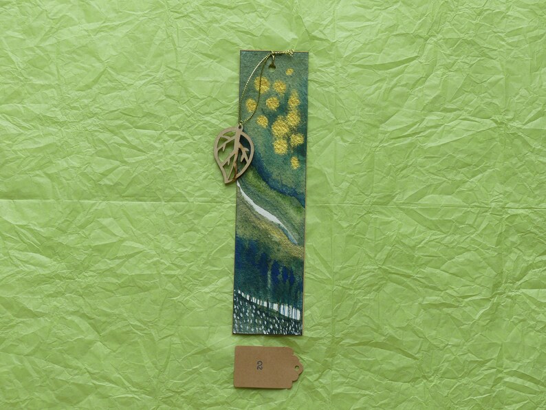 Abstract Green Forest Bookmark 2nd Set, gift for nature lovers, gift for book lovers, gift for reader, gift for teacher image 4