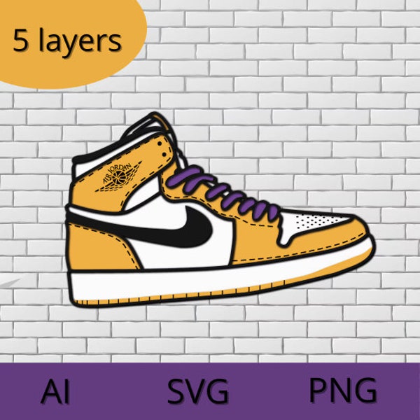 Sneakers SVG, layered Design, Basketball SVG shoes, 5 layered sneakers, 3D CNC laser cutting, Cricut, Glowforge, Basketball 1