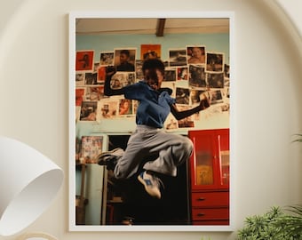 Afro-Colombian Jazz Boy Poster - Printable Boy Joy Poster - Indigo Crimson Digital Art for Home Decor - Unique Housewarming Gift