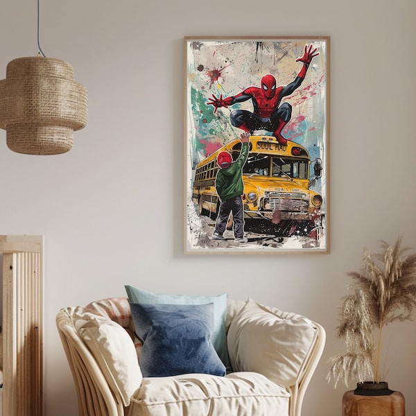 spiderman, marvel, marvel poster, restroom wall art, humorous poster, superhero, toilet humor, funny bathroom sign, avengers pop art, spidey