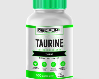 100% PURE Taurine - Premium Quality, Lab Tested, Natural taurine 500 mg Capsules - 60 Capsules