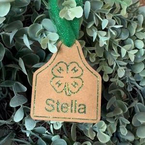 Personalized 4H Ornament | 4H Logo Ornament | 4-H Ornament | 4-H Logo Ornament | 4H Ornament | 4H Gift | 4-H Christmas | Ear Tag Ornament |
